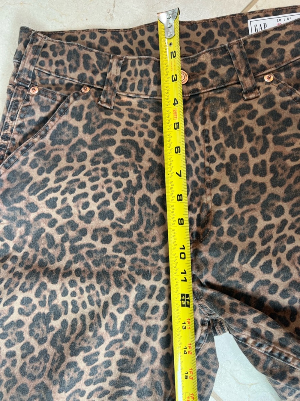 Gap Brown Leopard Print Carpenter Pants Straight Leg Mid Rise Utility Size 4/28 - Picture 11 of 12